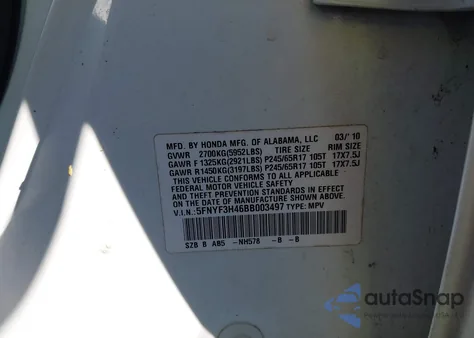 2011 Honda Pilot Ex z USA, uszkodzony, nr VIN 5FNYF3H46BB003497